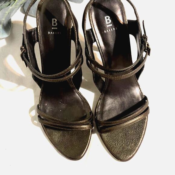 Bakers Bronze Womens High Heels Size 8M Scotti Bronze Ankle Strap 4" Heel - Picture 1 of 12